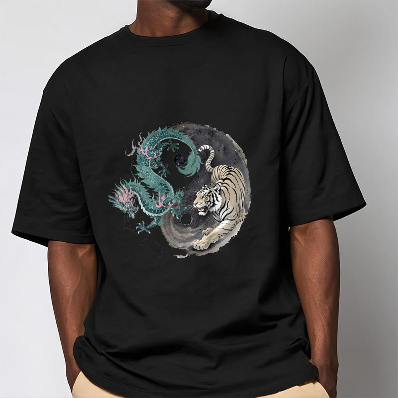 Nimara Ritual Tiger Dragon Yin Yang Cotton Tee T-shirt