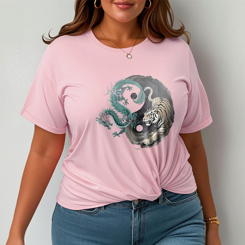 Nimara Ritual Tiger Dragon Yin Yang Cotton Tee T-shirt