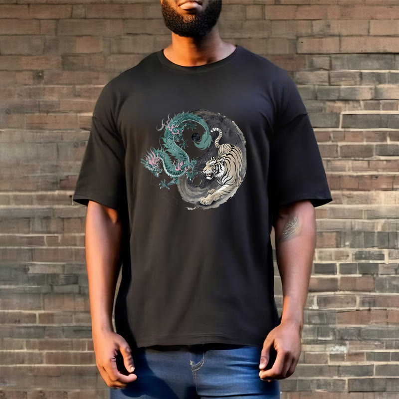 Nimara Ritual Tiger Dragon Yin Yang Cotton Tee T-shirt