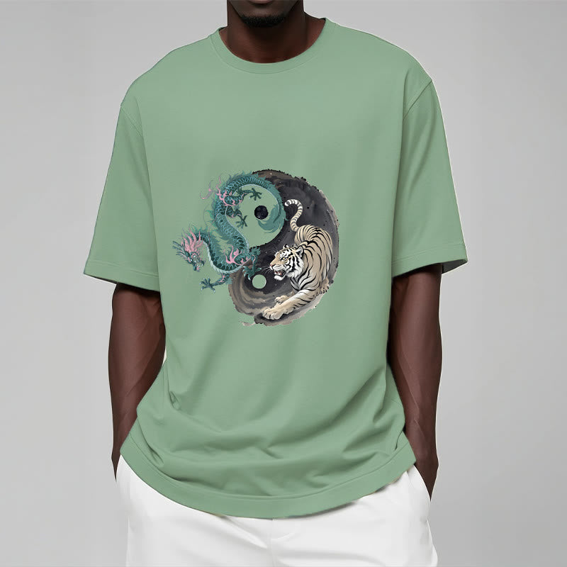Nimara Ritual Tiger Dragon Yin Yang Cotton Tee T-shirt