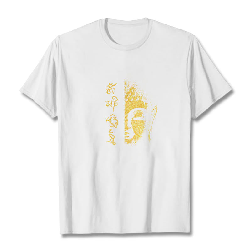 Nimara Ritual Om Mani Padme Hum Golden Buddha Cotton Tee T-shirt