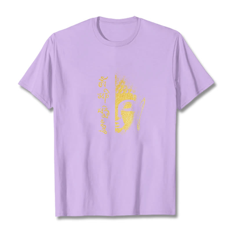 Nimara Ritual Om Mani Padme Hum Golden Buddha Cotton Tee T-shirt