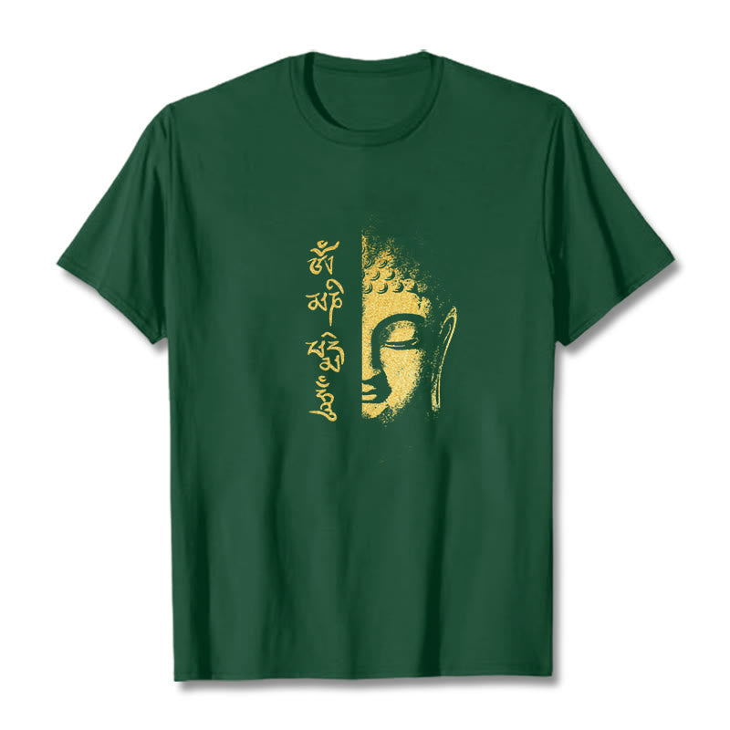 Nimara Ritual Om Mani Padme Hum Golden Buddha Cotton Tee T-shirt