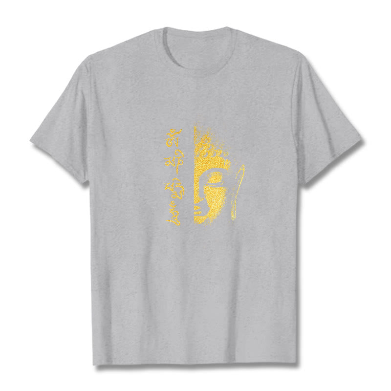 Nimara Ritual Om Mani Padme Hum Golden Buddha Cotton Tee T-shirt