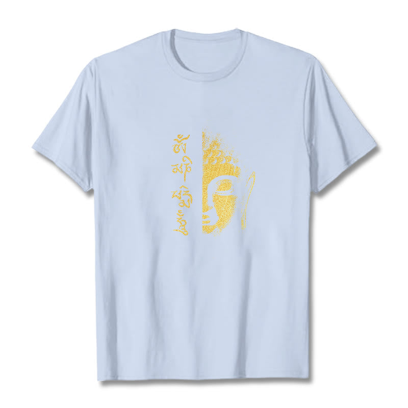 Nimara Ritual Om Mani Padme Hum Golden Buddha Cotton Tee T-shirt