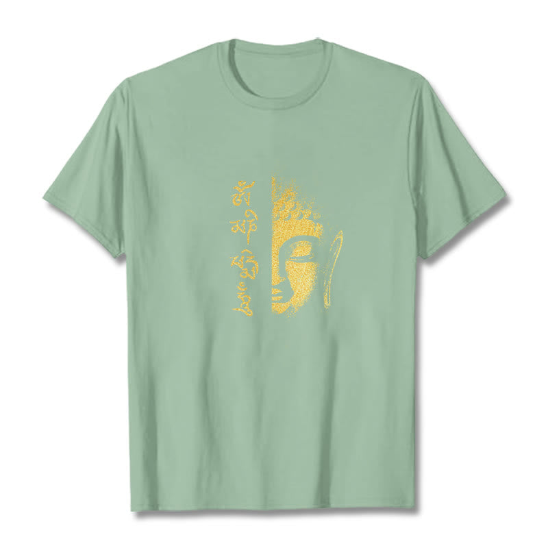 Nimara Ritual Om Mani Padme Hum Golden Buddha Cotton Tee T-shirt