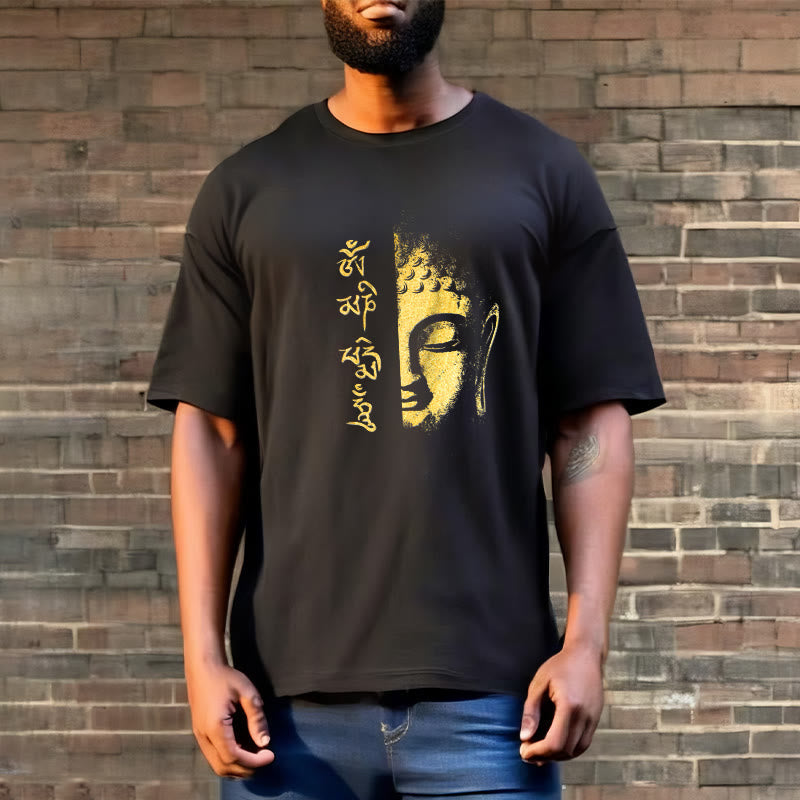 Nimara Ritual Om Mani Padme Hum Golden Buddha Cotton Tee T-shirt