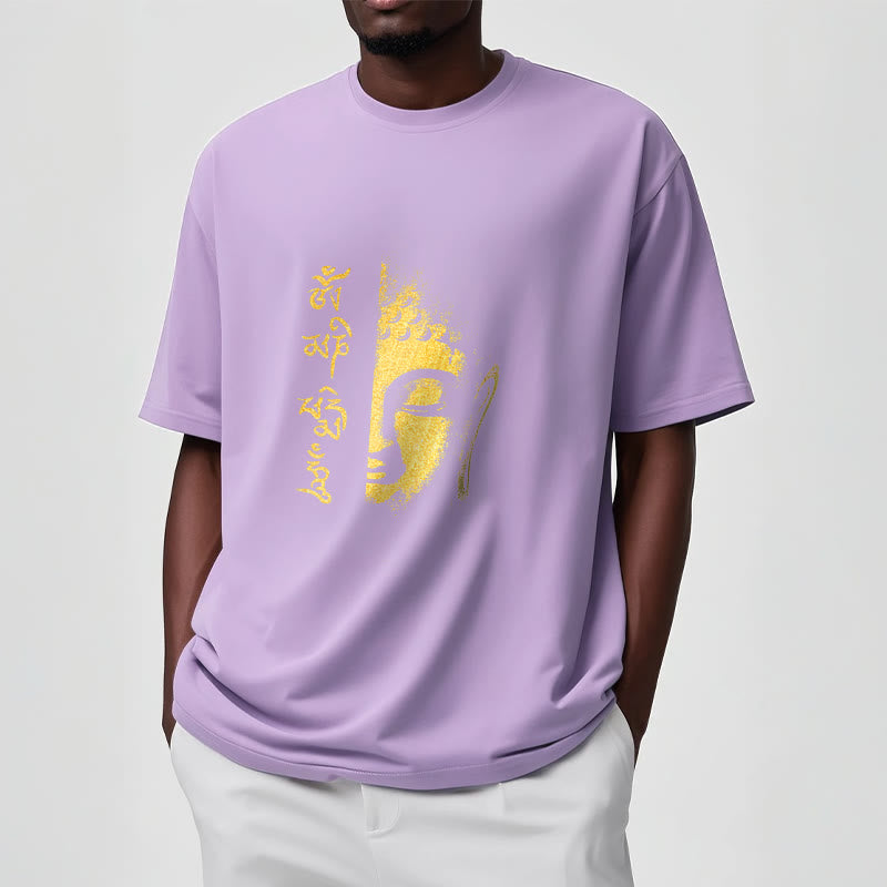 Nimara Ritual Om Mani Padme Hum Golden Buddha Cotton Tee T-shirt