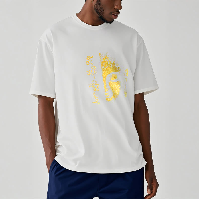 Nimara Ritual Om Mani Padme Hum Golden Buddha Cotton Tee T-shirt