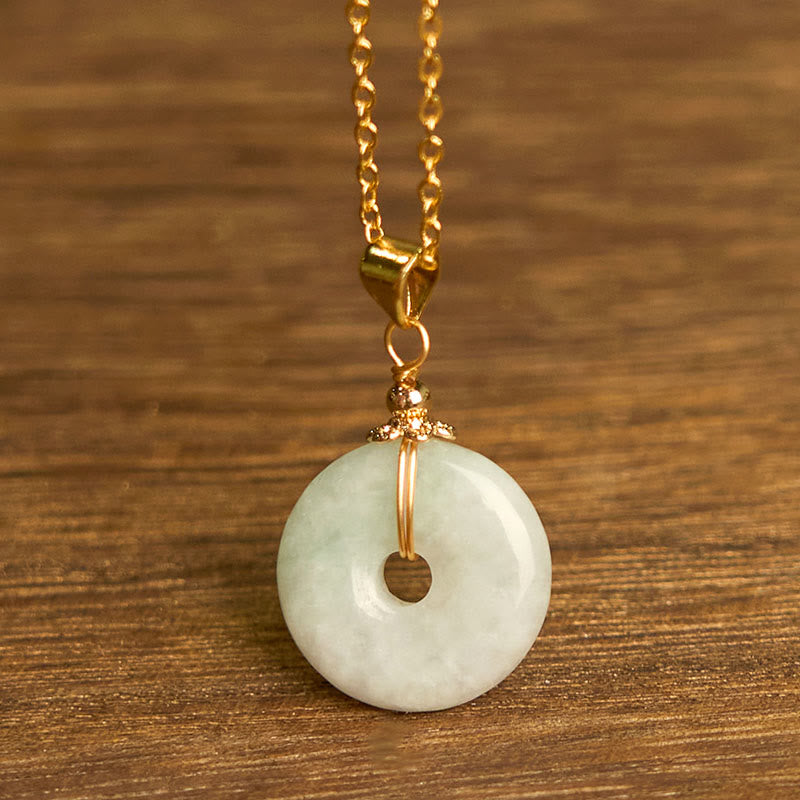 Nimara Ritual Jade Peace Buckle Necklace Luck Pendant