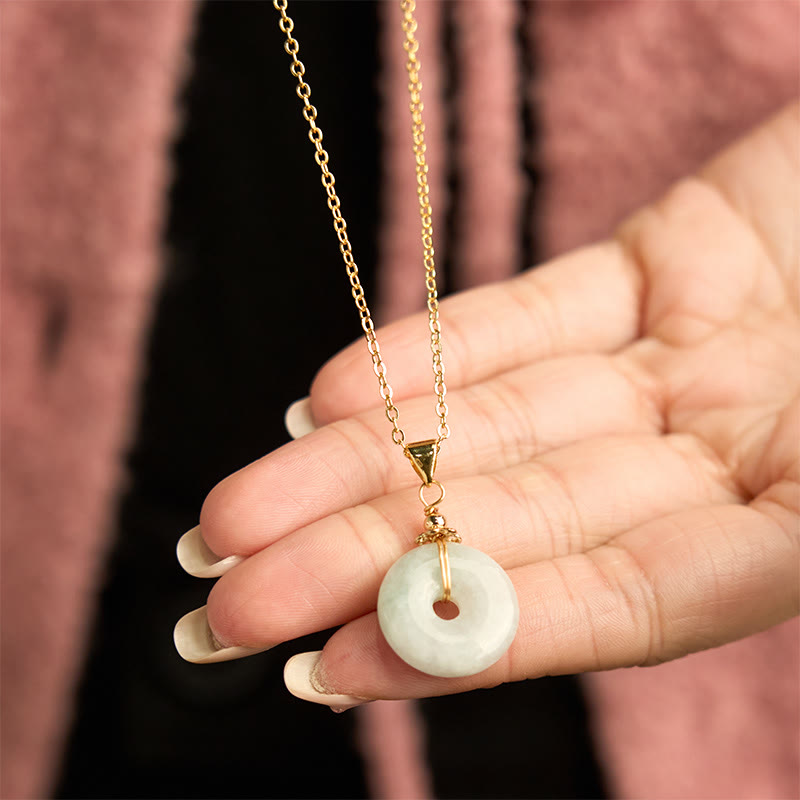Nimara Ritual Jade Peace Buckle Necklace Luck Pendant