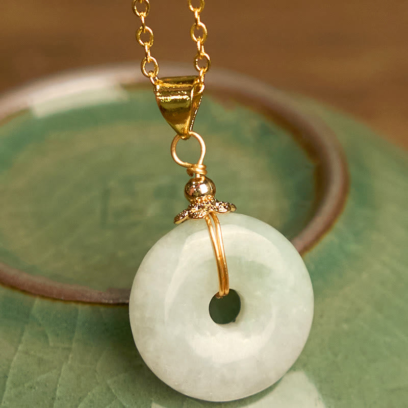 Nimara Ritual Jade Peace Buckle Necklace Luck Pendant