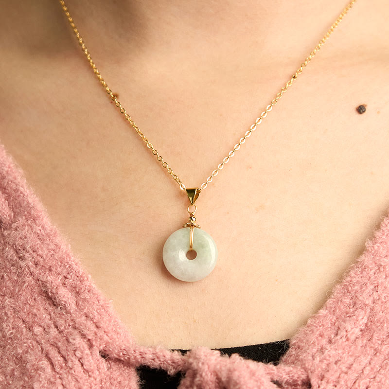 Nimara Ritual Jade Peace Buckle Necklace Luck Pendant