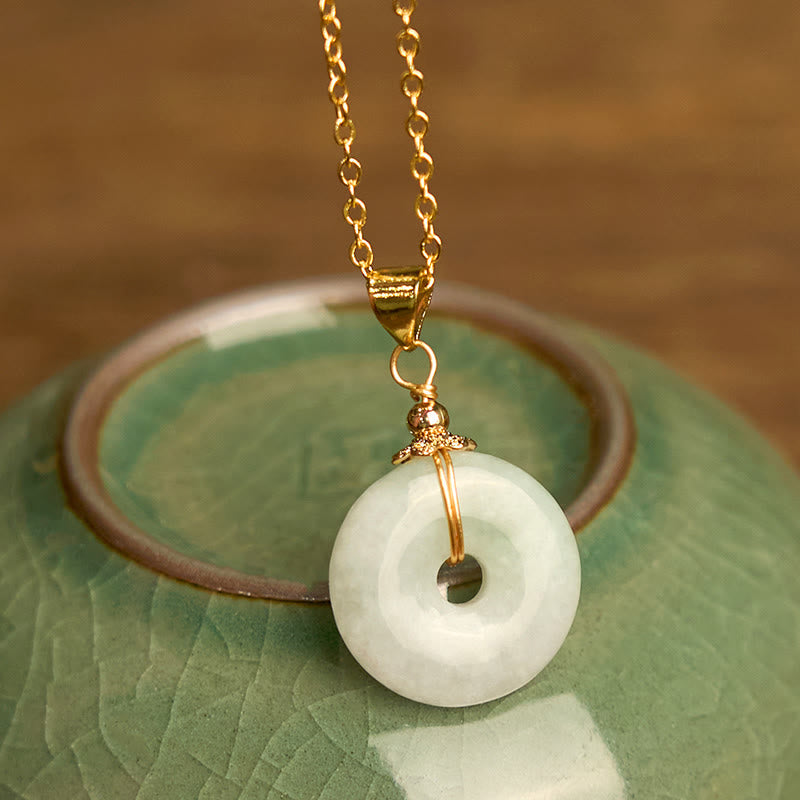 Nimara Ritual Jade Peace Buckle Necklace Luck Pendant