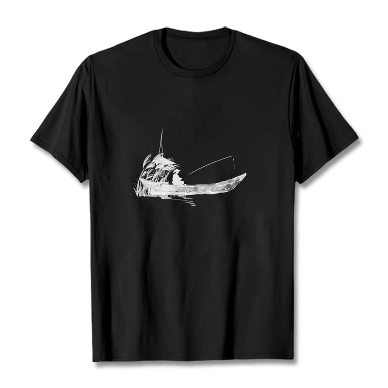 Nimara Ritual Boat Fishing Grass Pattern Cotton Tee T-shirt