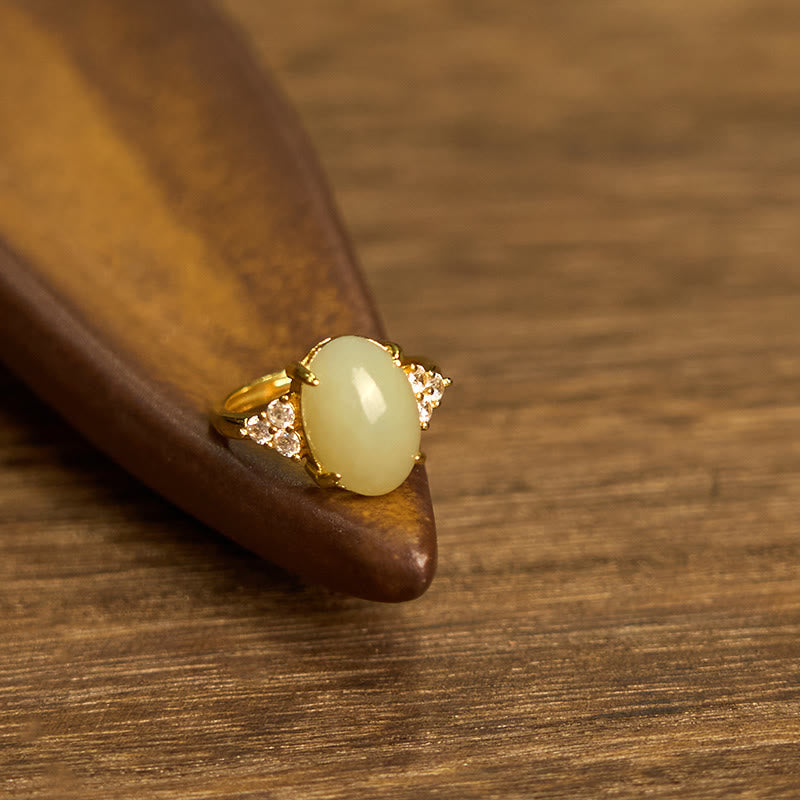 Nimara Ritual Hetian Jade Egg Alloy Ring