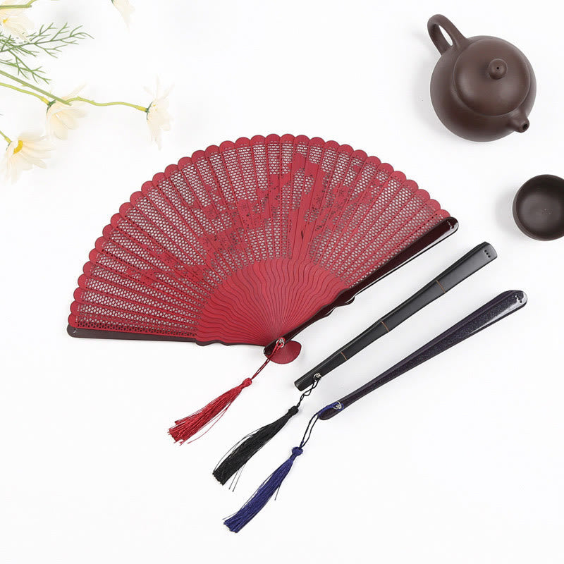 Nimara Ritual Retro Bamboo Hollow Engraving Handheld Bamboo Folding Fan