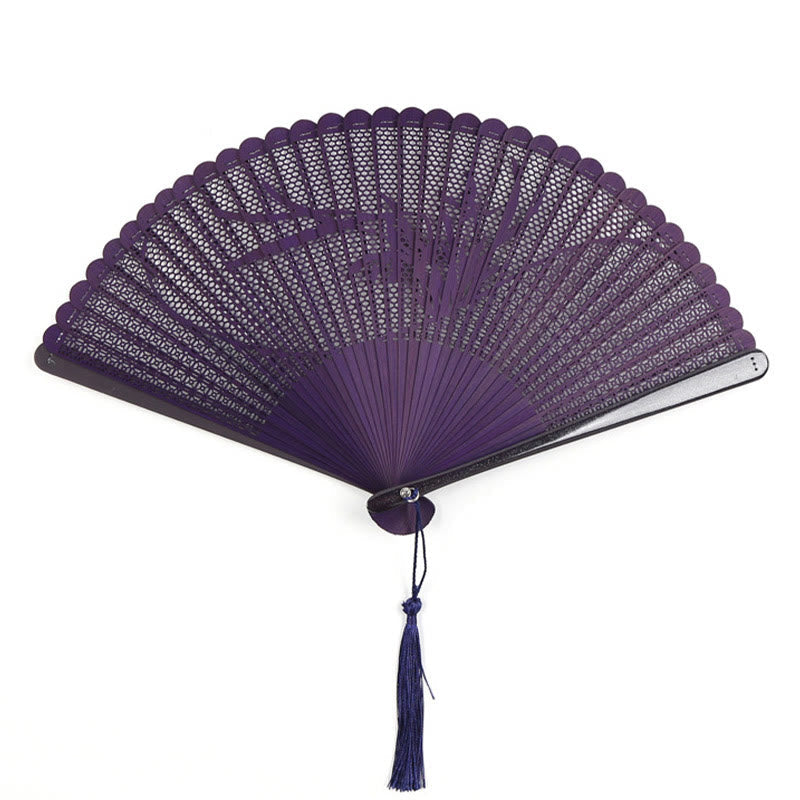 Nimara Ritual Retro Bamboo Hollow Engraving Handheld Bamboo Folding Fan