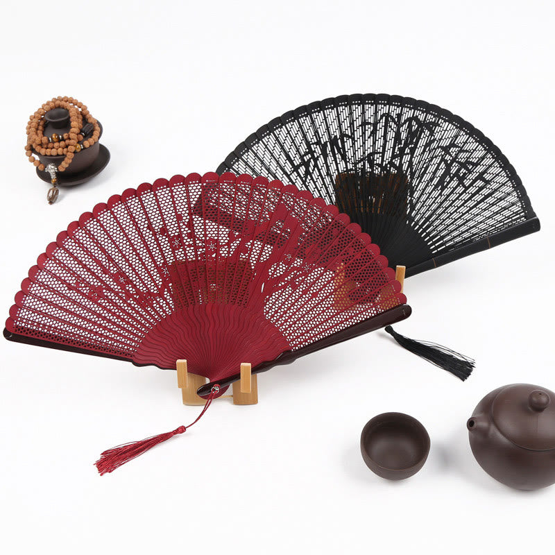 Nimara Ritual Retro Bamboo Hollow Engraving Handheld Bamboo Folding Fan