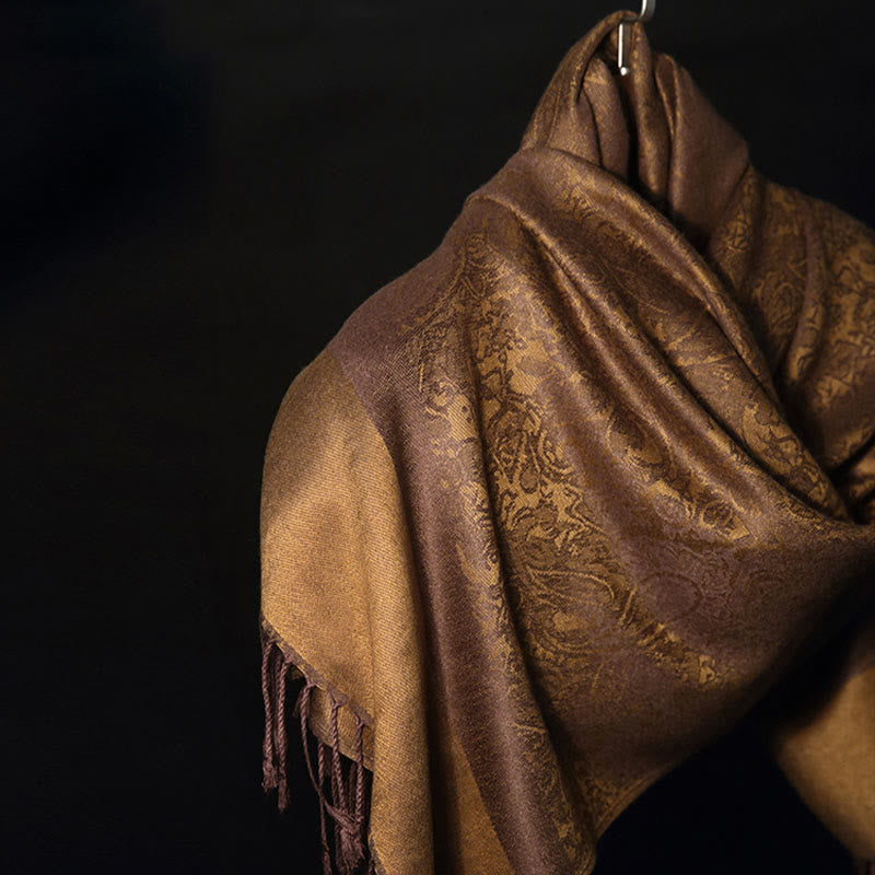 Nimara Ritual Tibetan Cashew Jacquard Tassels Shawl Spring Fall Winter Warm Cozy Scarf Wrap