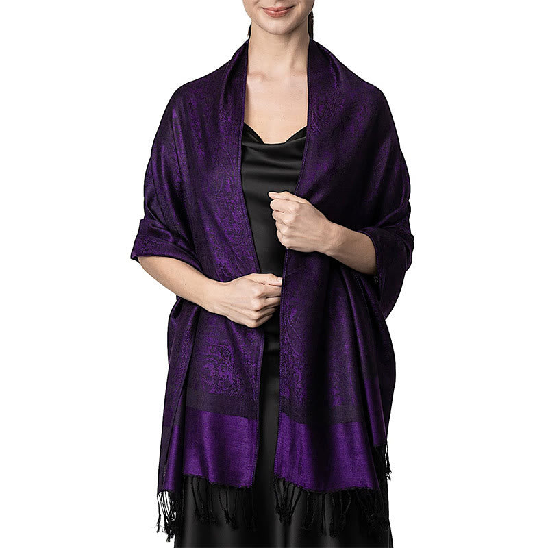 Nimara Ritual Tibetan Cashew Jacquard Tassels Shawl Spring Fall Winter Warm Cozy Scarf Wrap