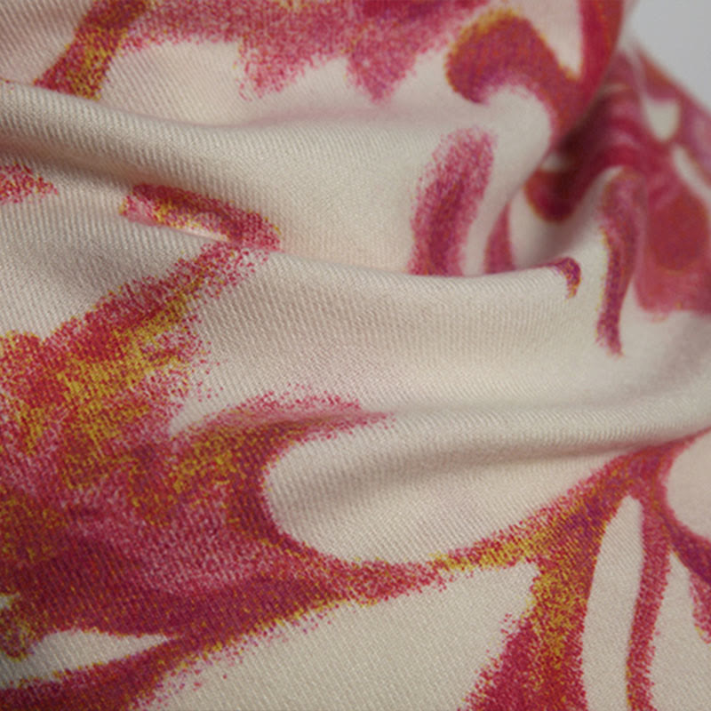 Nimara Ritual Tibetan Red Flower Print Shawl Fall Winter Soft Warm Scarf Wrap