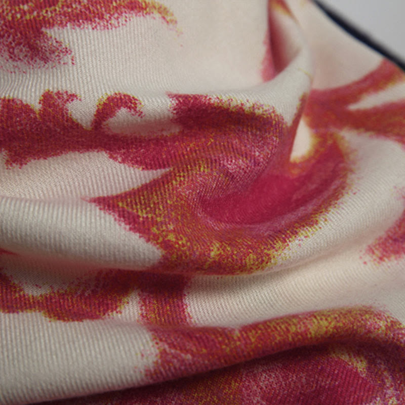 Nimara Ritual Tibetan Red Flower Print Shawl Fall Winter Soft Warm Scarf Wrap
