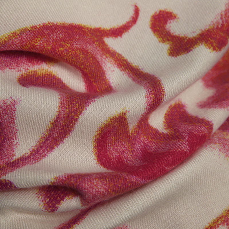 Nimara Ritual Tibetan Red Flower Print Shawl Fall Winter Soft Warm Scarf Wrap