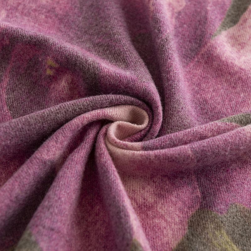 Nimara Ritual Tibetan Shawl Artistic Style Hibiscus Syriacus Print Fall Winter Cozy Warm Scarf Wrap