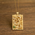 Nimara Ritual Dragon Gold Plated Copper Hetian Jade Strength Necklace Pendant