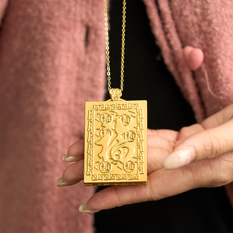 Nimara Ritual Dragon Gold Plated Copper Hetian Jade Strength Necklace Pendant