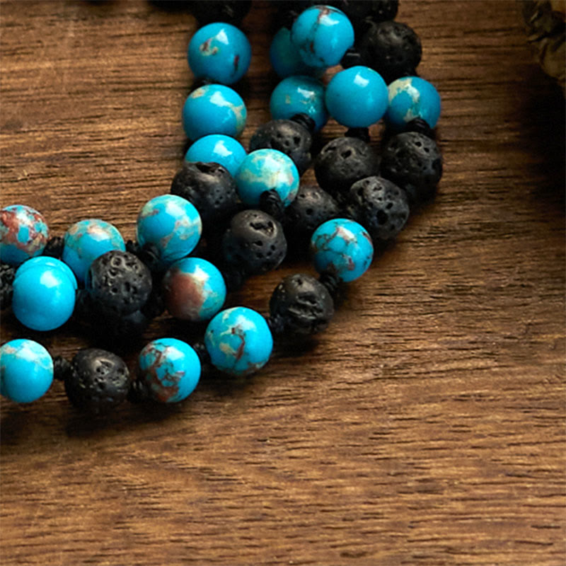 Nimara Ritual Emperor Stone Lava Rock Beads Tassel Happiness Necklaces Pendants