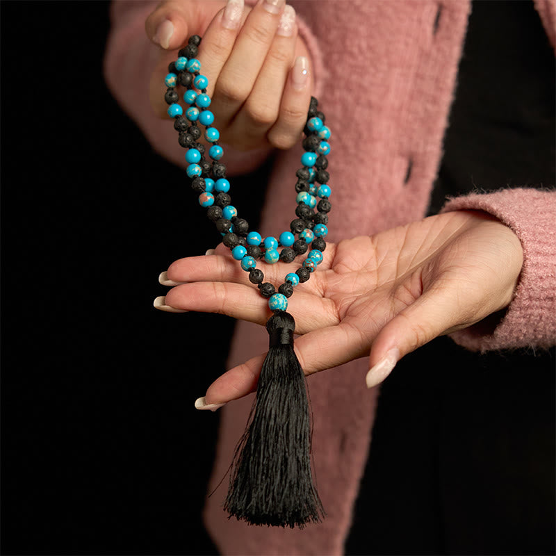 Nimara Ritual Emperor Stone Lava Rock Beads Tassel Happiness Necklaces Pendants