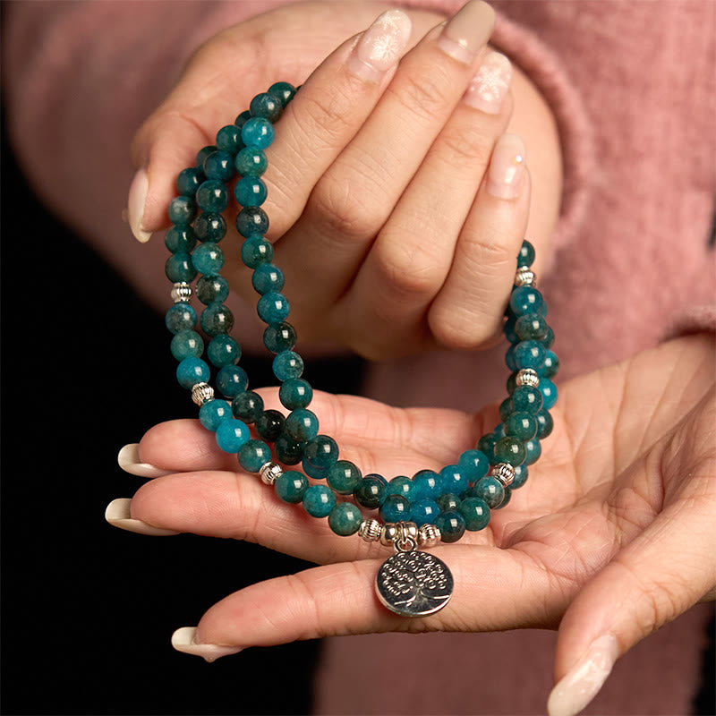 Nimara Ritual 108 Mala Beads Apatite Bead Om The Tree Of Life Lotus Buddha Bracelet