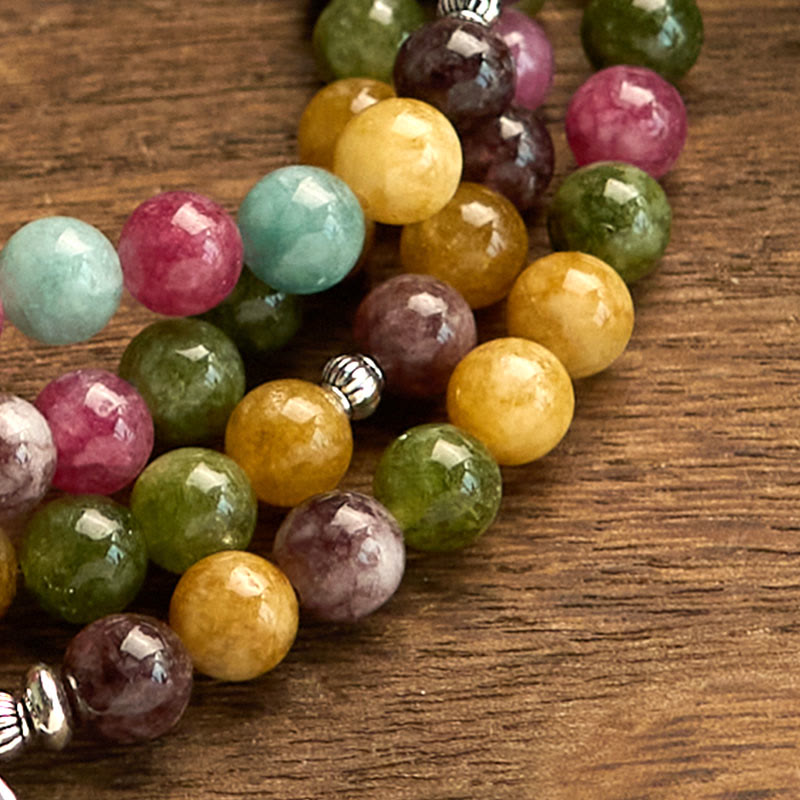 Nimara Ritual 108 Mala Beads Multi-layer Natural Tourmaline Lotus Wisdom Bracelet