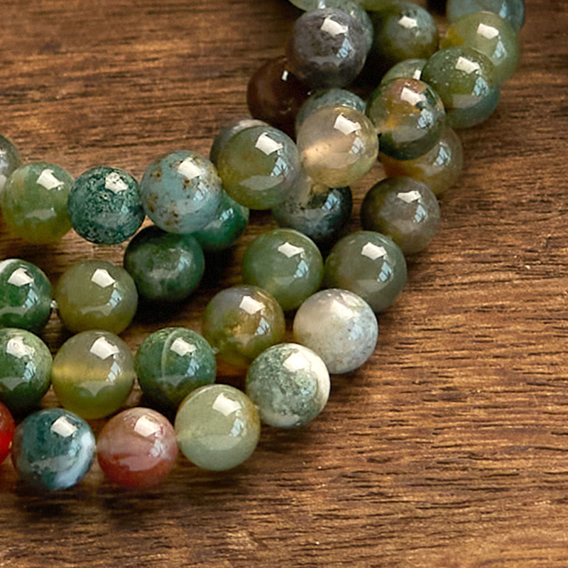 Nimara Ritual 108 Mala Beads Natural Stone Indian Agate Lotus Calm Bracelet