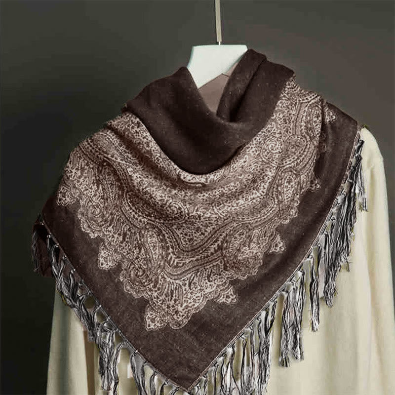 Nimara Ritual Tibetan Cashew Jacquard Colorful Flower Print Tassels Shawl Fall Winter Soft Warm Scarf Wrap