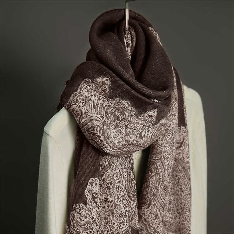 Nimara Ritual Tibetan Cashew Jacquard Colorful Flower Print Tassels Shawl Fall Winter Soft Warm Scarf Wrap