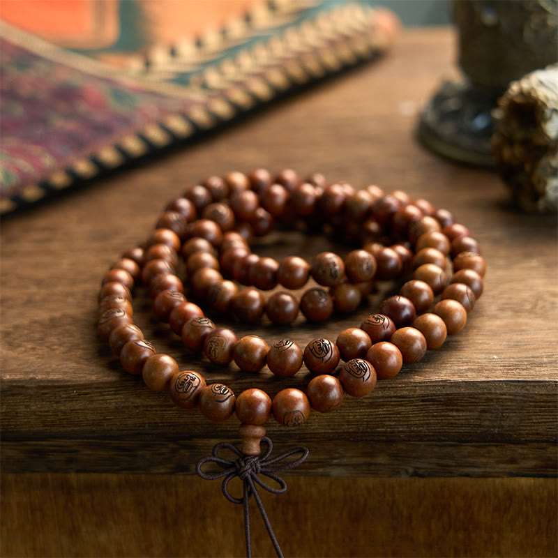 Nimara Ritual 108 Mala Beads Lightning Struck Jujube Wood The Golden Light Mantra Protection Bracelet