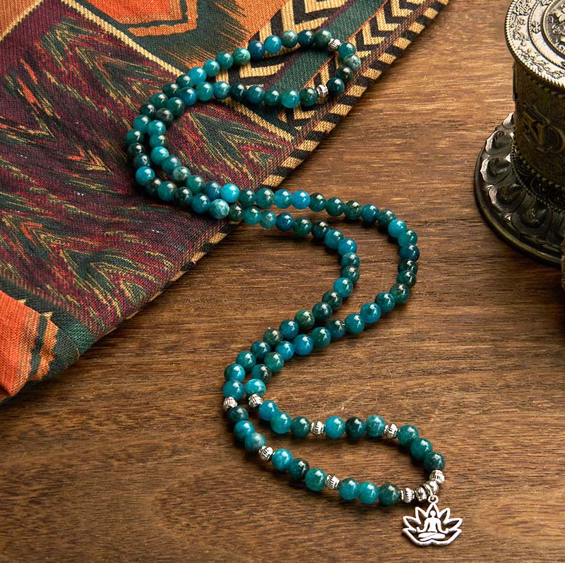 Nimara Ritual 108 Mala Beads Apatite Bead Om The Tree Of Life Lotus Buddha Bracelet