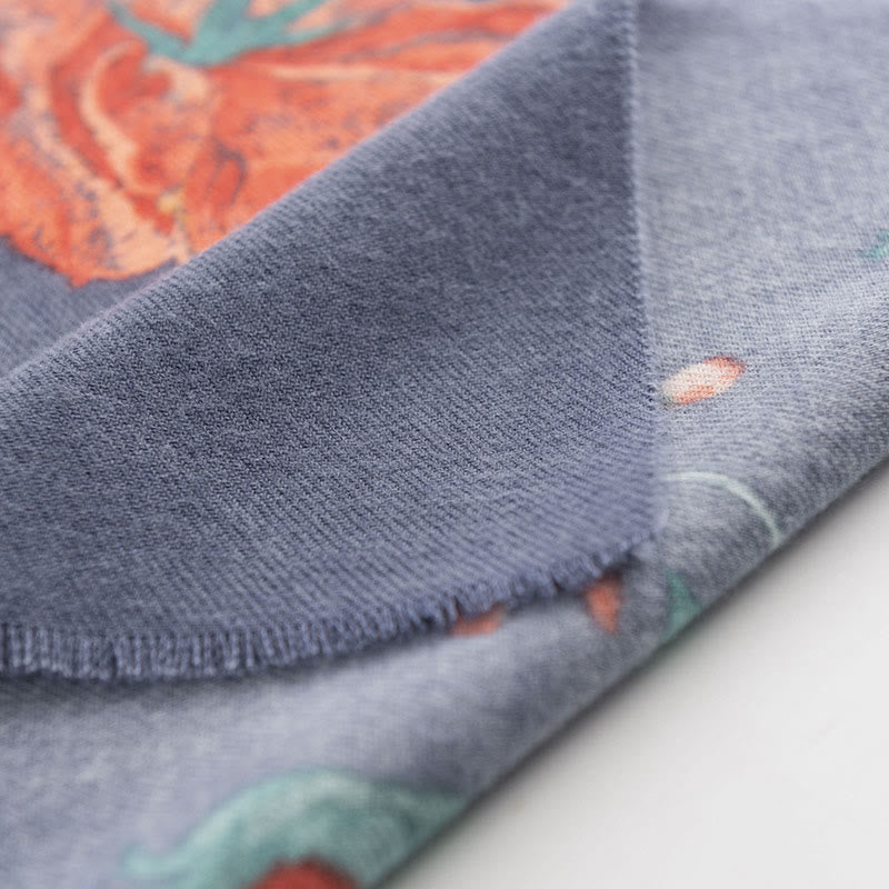 Nimara Ritual Tibetan Multiflora Rose Print Pattern Design Shawl Fall Winter Cozy Warm Scarf Wrap