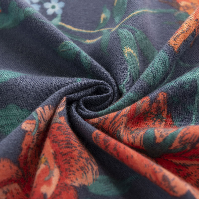 Nimara Ritual Tibetan Multiflora Rose Print Pattern Design Shawl Fall Winter Cozy Warm Scarf Wrap