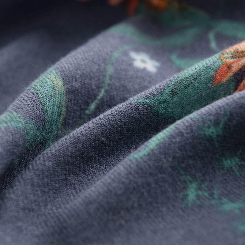 Nimara Ritual Tibetan Multiflora Rose Print Pattern Design Shawl Fall Winter Cozy Warm Scarf Wrap