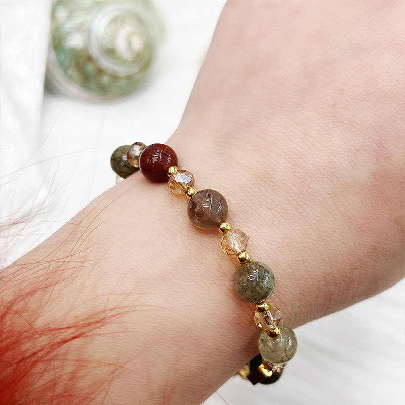 Nimara Ritual Natural Colored Rutilated Quartz Amethyst Protection Bracelet