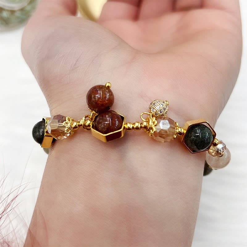 Nimara Ritual Natural Colored Rutilated Quartz Amethyst Protection Bracelet