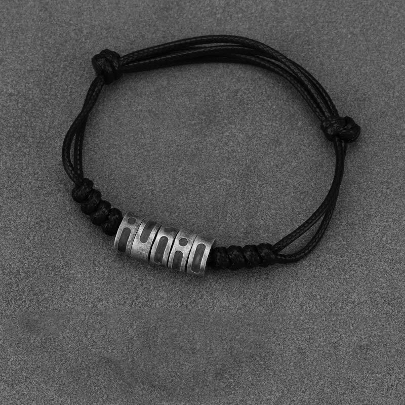Nimara Ritual 999 Sterling Silver Morse Code Wax Rope Blessing Bracelet