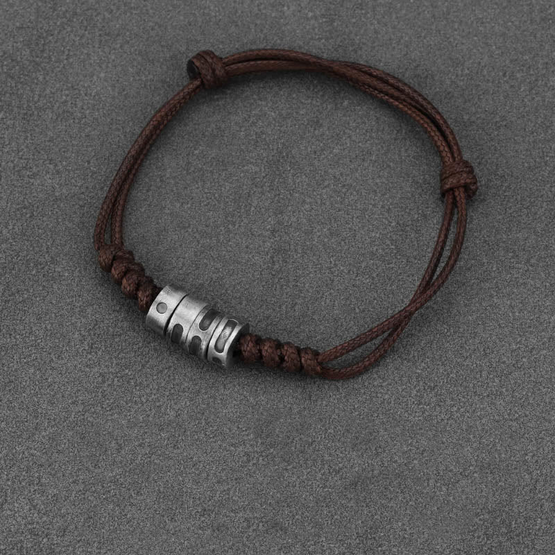 Nimara Ritual 999 Sterling Silver Morse Code Wax Rope Blessing Bracelet