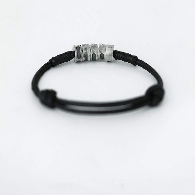 Nimara Ritual 999 Sterling Silver Morse Code Wax Rope Blessing Bracelet