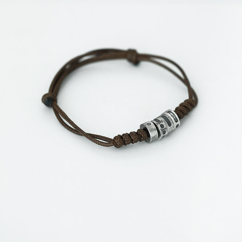 Nimara Ritual 999 Sterling Silver Morse Code Wax Rope Blessing Bracelet
