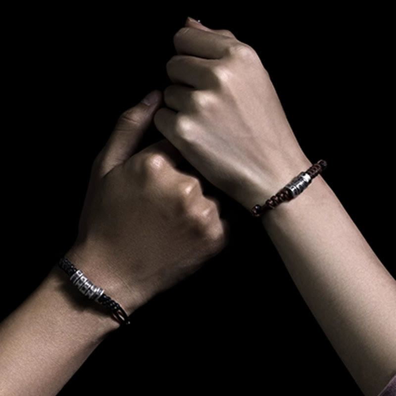 Nimara Ritual 999 Sterling Silver Morse Code Wax Rope Blessing Bracelet